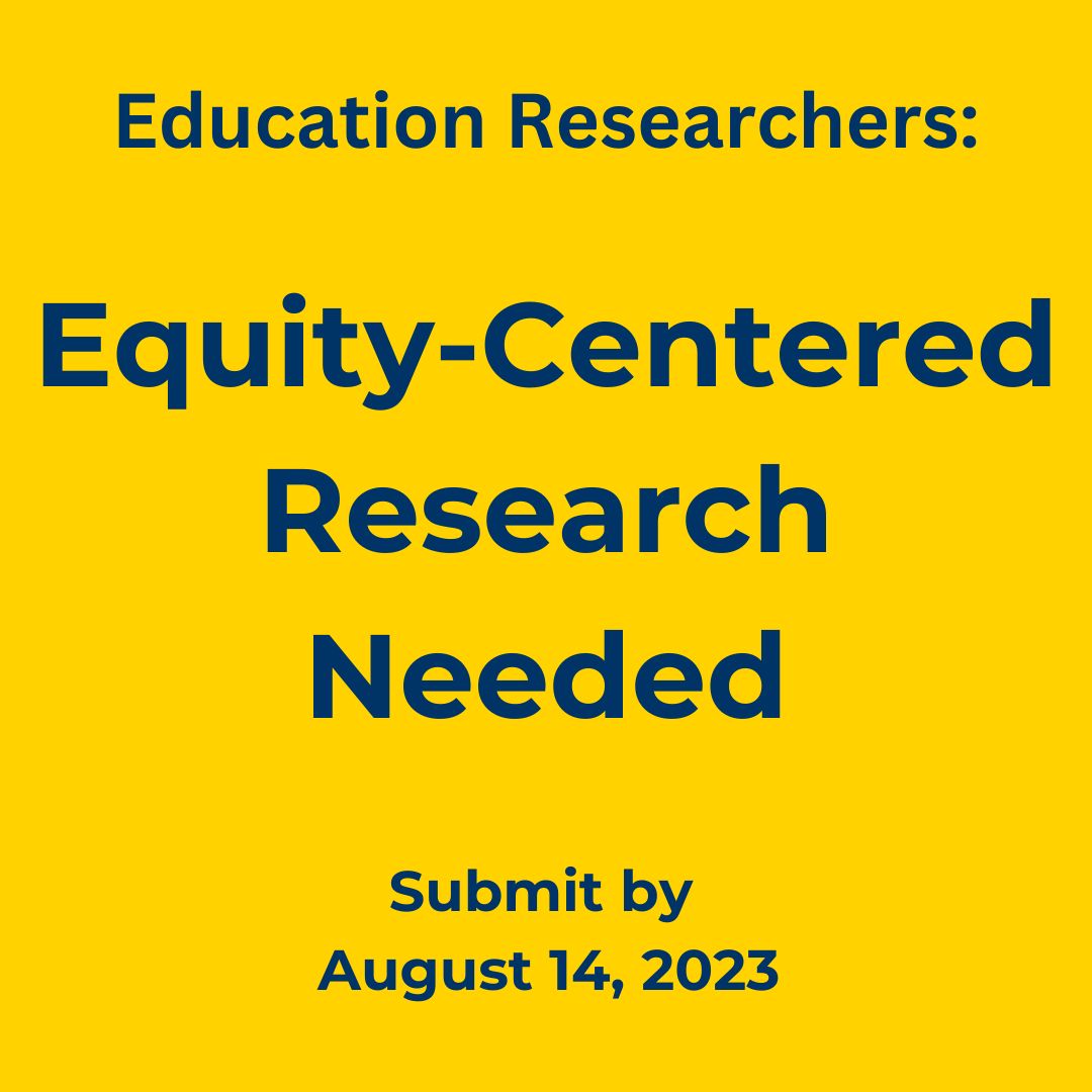 UDCRUE's tweet image. Ready to turn your research into usable, equity-centered products using equitable and inclusive co-design processes fall 2023?~ 60 hours+stipend-More info: bit.ly/R_Co-Design_20… #EdEquity #Broaderimpacts #transformURE #researchimpact
@sreesociety @AERA_EdResearch, @UCEA @NSF