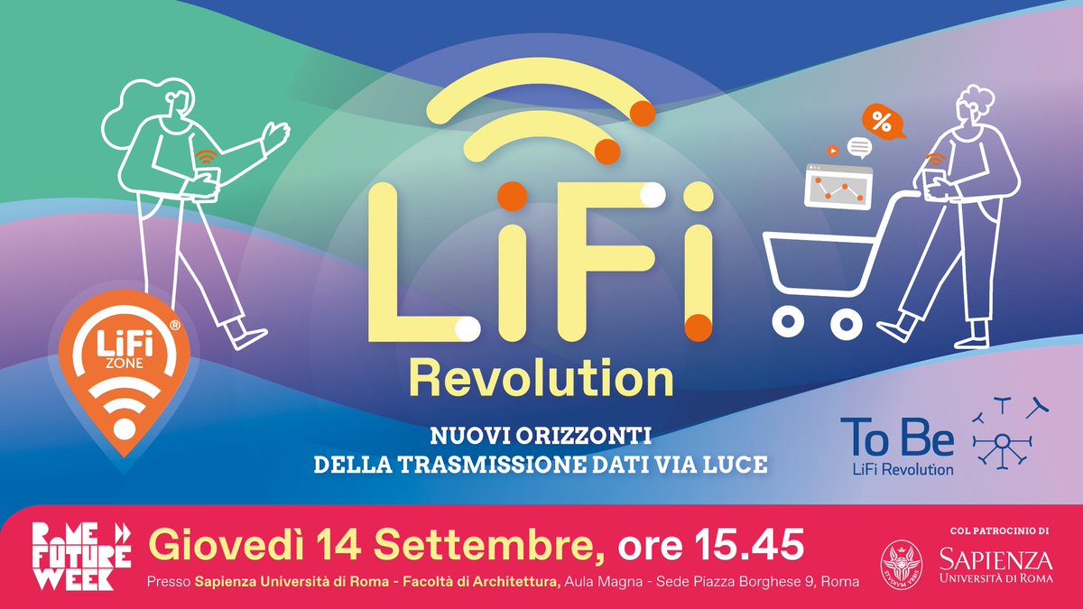 💡 #LiFiRevolution: trasmissione dati via luce

🗓️In occasione della #RomeFutureWeek abbiamo organizzato presso la <a href="/SapienzaRoma/">Sapienza Università di Roma</a> la prima conferenza italiana  dedicata al #LiFi.

🤩Pesenti istituzioni, università, centri di ricerca, corporate.

Programma👉🏼 bit.ly/LiFiRevolution…