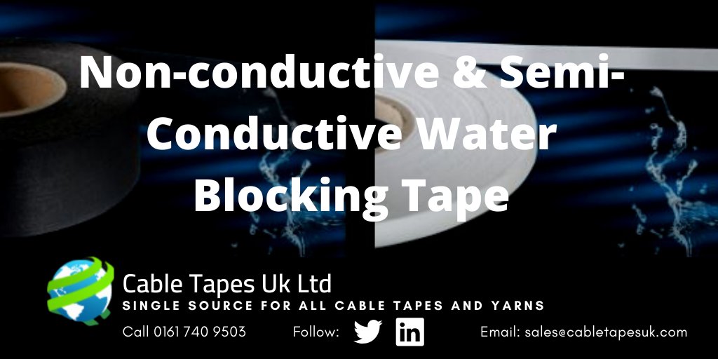 Non-conductive &amp; semi-conductive water blocking tapes and yarns with various water swell-able properties. ID threads &amp; ripcords. 

Click here to find out more: cabletapesuk.com/Categories/Pro…

#electrical #waterblocking #wire #cables #machinery
