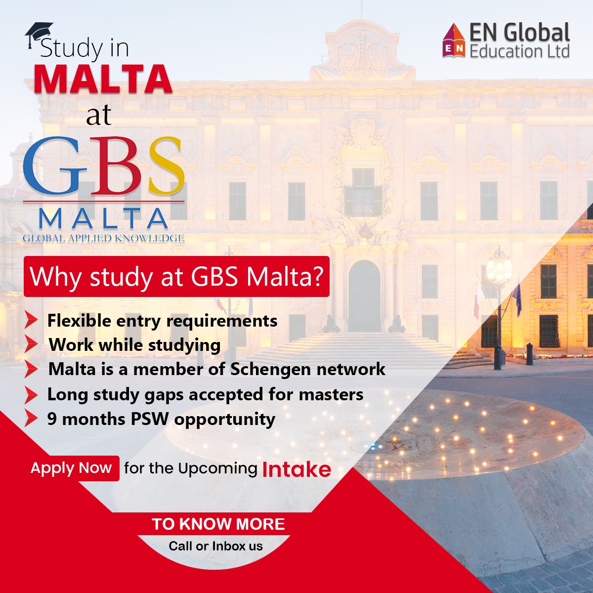 Why Study in Malta?

#studyinmalta #studyingbs #education #studyabroad #InternationalBusiness #bachelor #masters #psw #pswuk #students #learning #englobaleducationltd #englobal #privateuniversity #publicuniversities #university #internationalstudents #studyinscotland #gbs