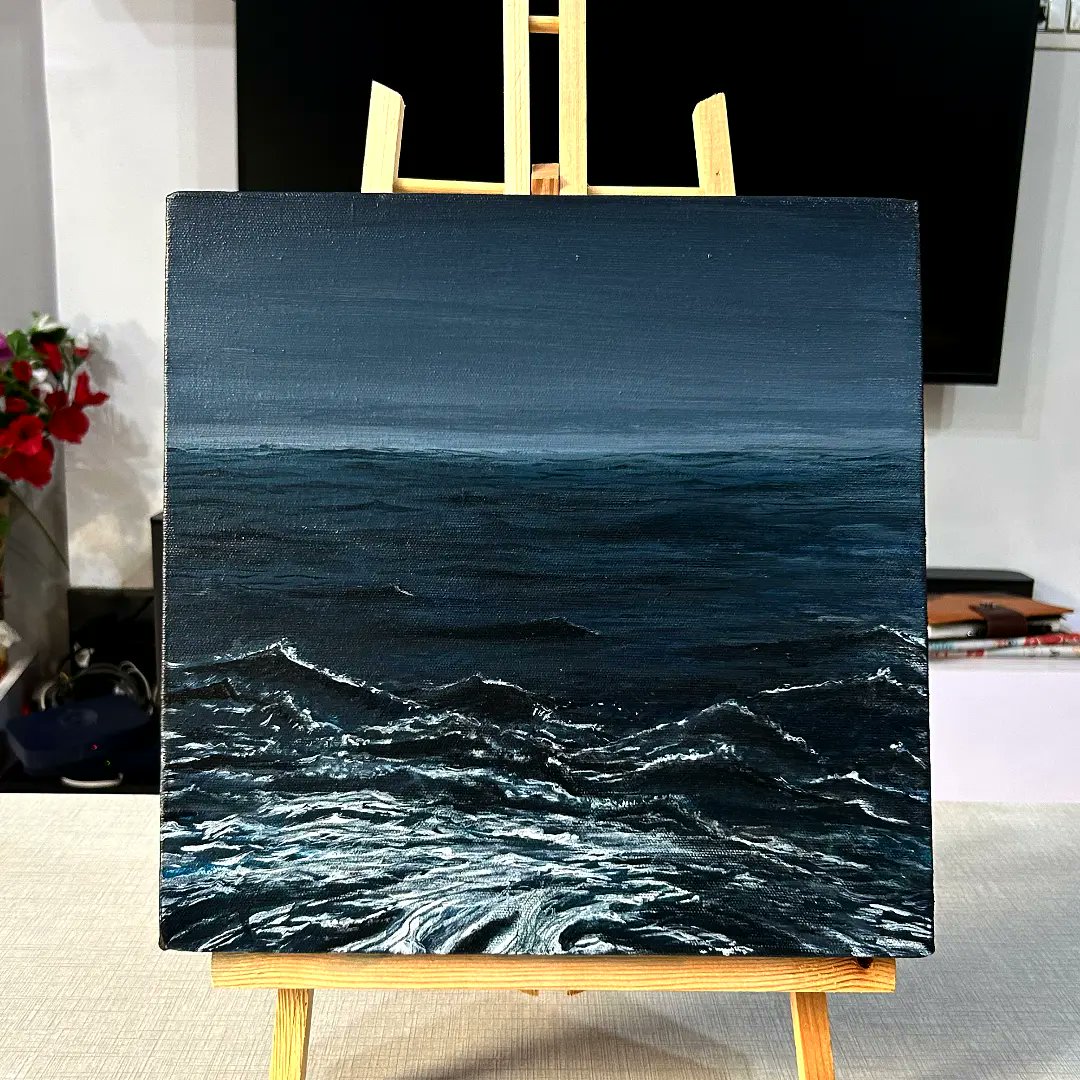 🌊
Canvas:12*12
#artoftheday #art #artsy #acrylicpaintingcolorpainting #painting #black #reflection #instadaily #blue #sea #storm #waves #ocean #stormysky
#sky #blue #instagram #artistsoninstagram 
#artist #artwork #arts #artgallery #arte