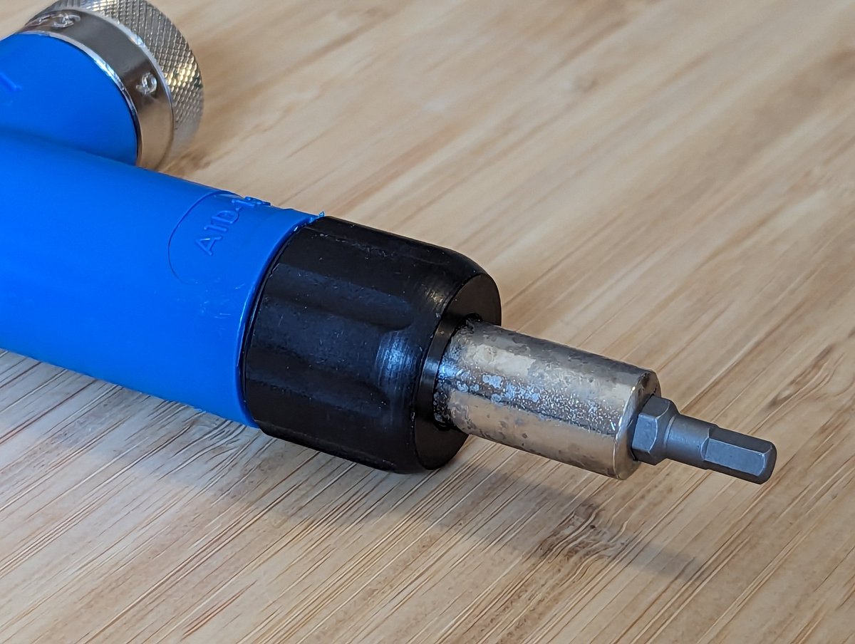 chpaton's tweet photo. @parktool Hello! I bought an ATD-1.2 from @AmazonUK (not a third-party seller) and there was discoloration on the metal around the drive head. I requested a replacement, which also has similar marking that won't wipe off. Product seems to work, but is the discolouration normal?? https://t.co/j2PuQ0wSsz
