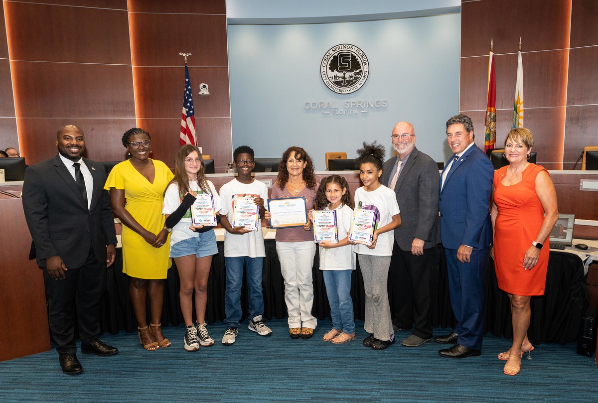CoralSpringsFL's tweet photo. The City of Coral Springs congratulates the 2023 Our Town T-Shirt Design Contest Winners on displaying and recognizing their enthusiasm, passion for art, and creativity. #CSRecognition https://t.co/LBggjUJZm1