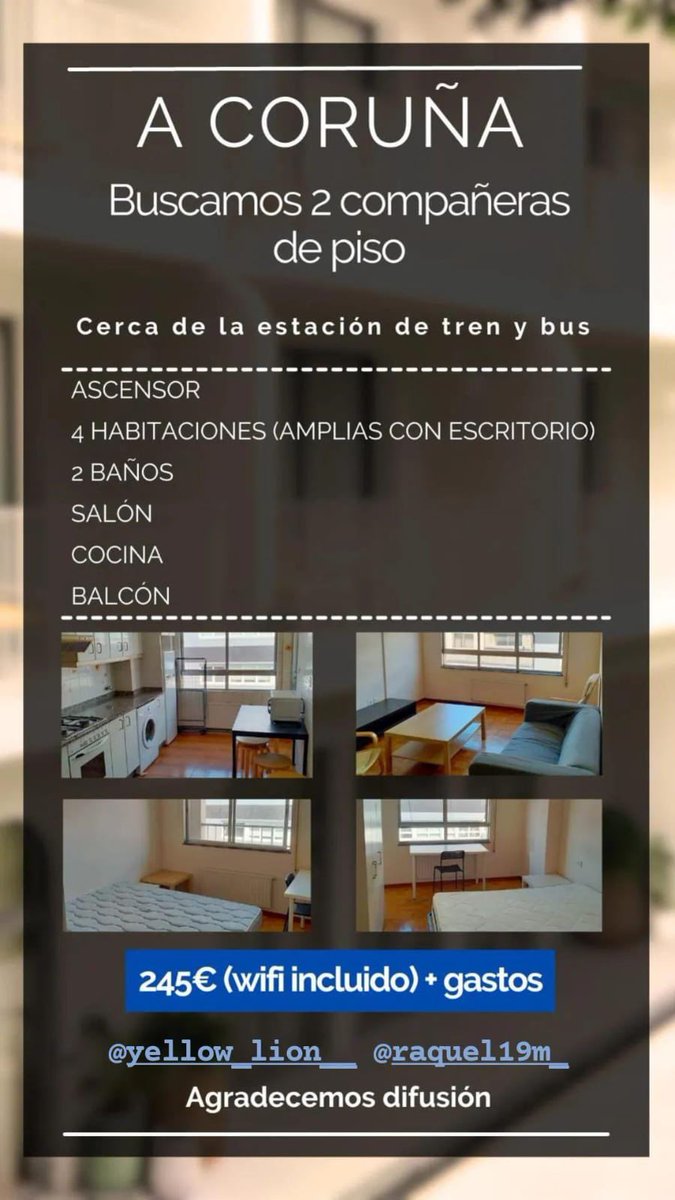 nacugar_'s tweet photo. Buscamos 2 compañeras de piso en A Coruña. Ubicado cerca de la estación de tren y bus. Más info aquí ⤵️ https://t.co/OOcLOpD0eN