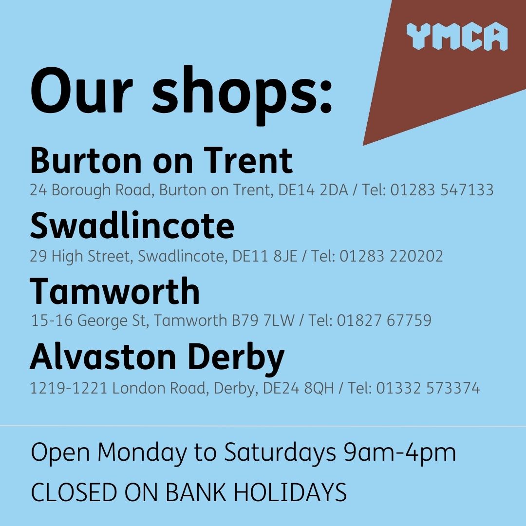 YMCA_Burton's tweet photo. Visit our brilliant charity shops and bag yourself a bargain!

#Charity #CharityShops #YMCA #YMCABurton https://t.co/gaiyktrbxR