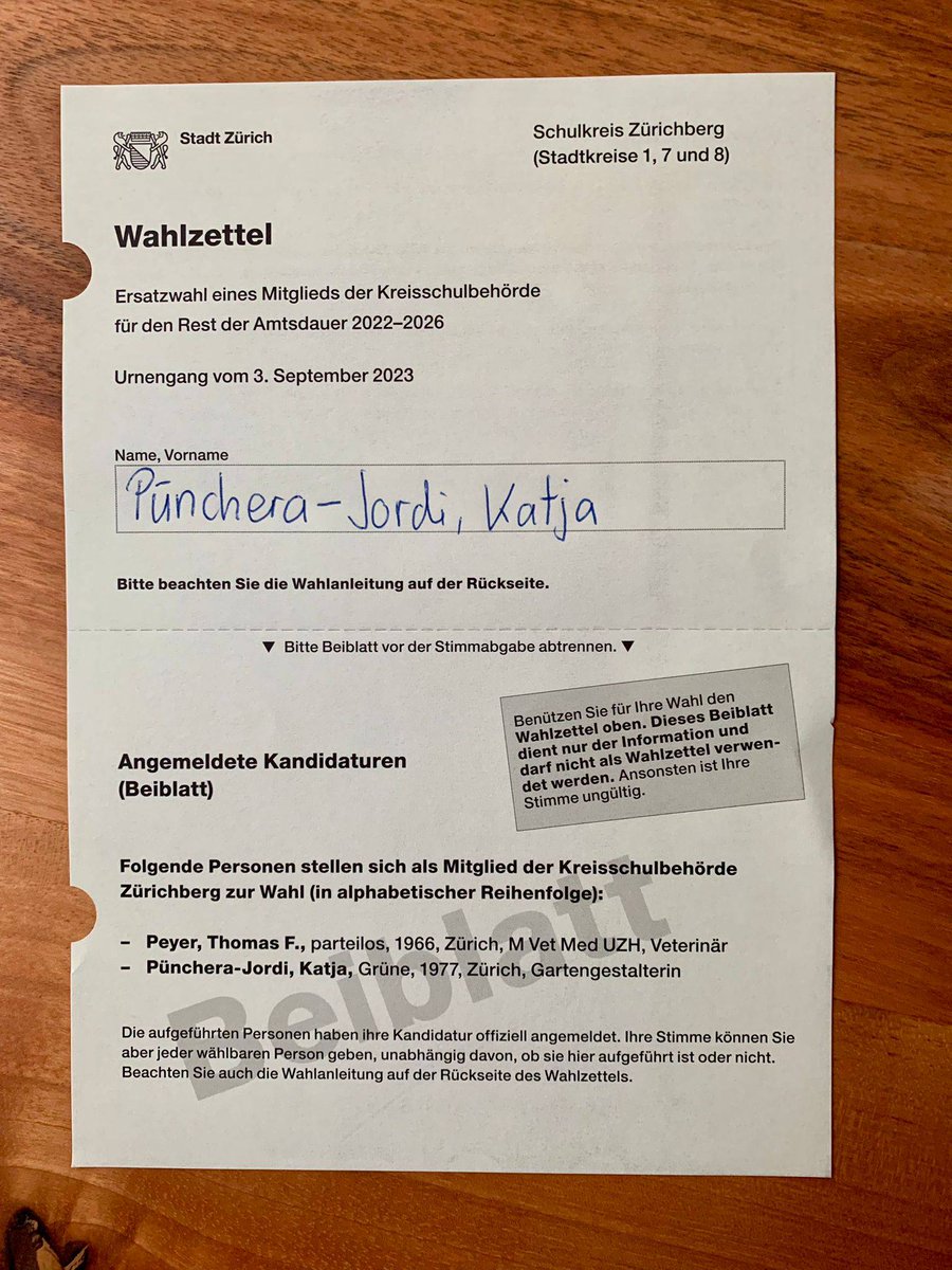 Die SP 7 und 8 steht hinter dem IPK Proporz für die #Kreisschulbehörde. 
Für den Urnengang vom 3. September empfehlen wir daher Katja Pünchera-Jordi.