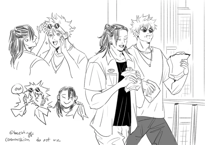 satosugu sketch comm on ko-fi thank you maiiii i was so excited to get this done. thank you for this!!!