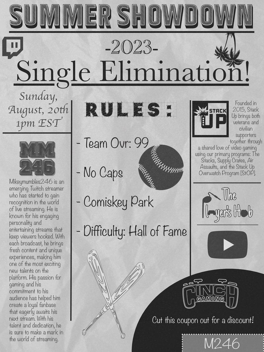 mikeymumbles246's tweet photo. 🚨BREAKING NEWS🚨 It’s going down August 20th! #mumblemob #summershowdown2023 #cinchgaming #stackup #TPH https://t.co/h9ONJwoOXg