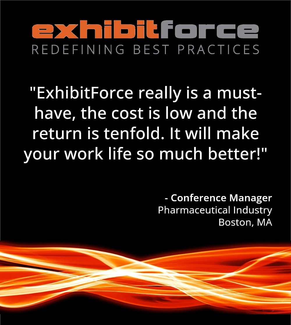 Vastly improve your trade show work life with our Event Suite technology, just like we helped this pharmaceutical conference manager. Read the rest of their story at hubs.ly/Q01-m_N_0.

#tradeshows
#exhibitforce
#eventmarketing