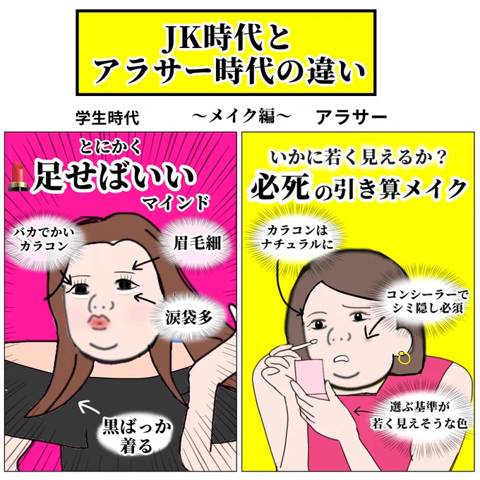JK時代と アラサー時代の違い