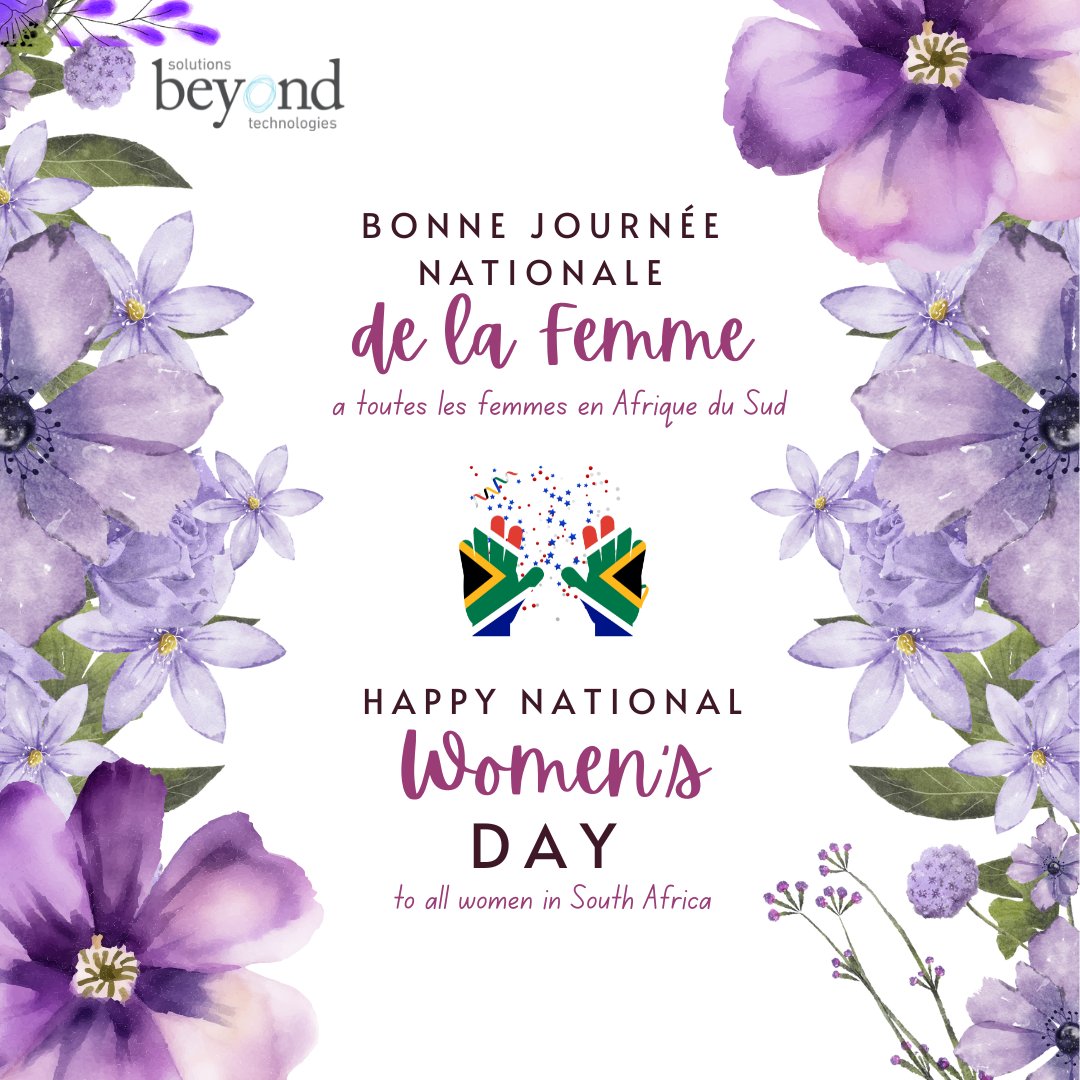 beyondtechs's tweet image. Bonne journée nationale de la femme à tous nos collègues, clients et amis en Afrique du Sud ! Aujourd&apos;hui, nous vous célébrons ! 🌸💜

*****

Happy national women&apos;s day to all our colleagues, clients, and friends in South Africa! Today is a celebration for you! 🌸💜