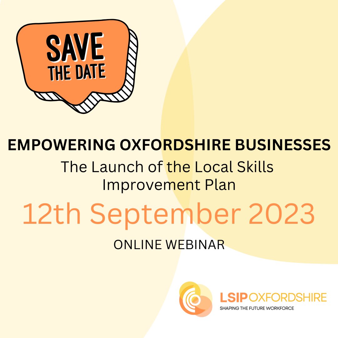 OxLsip's tweet photo. Join us at the forefront of skills development in our vibrant community. Attend our online webinar, where we unveil our tailored Local Skills Improvement Plan to bridge the skills gap, nurture talent, and drive economic growth!

Register online here; https://t.co/1njLtWydKY https://t.co/ElGsEHniXE
