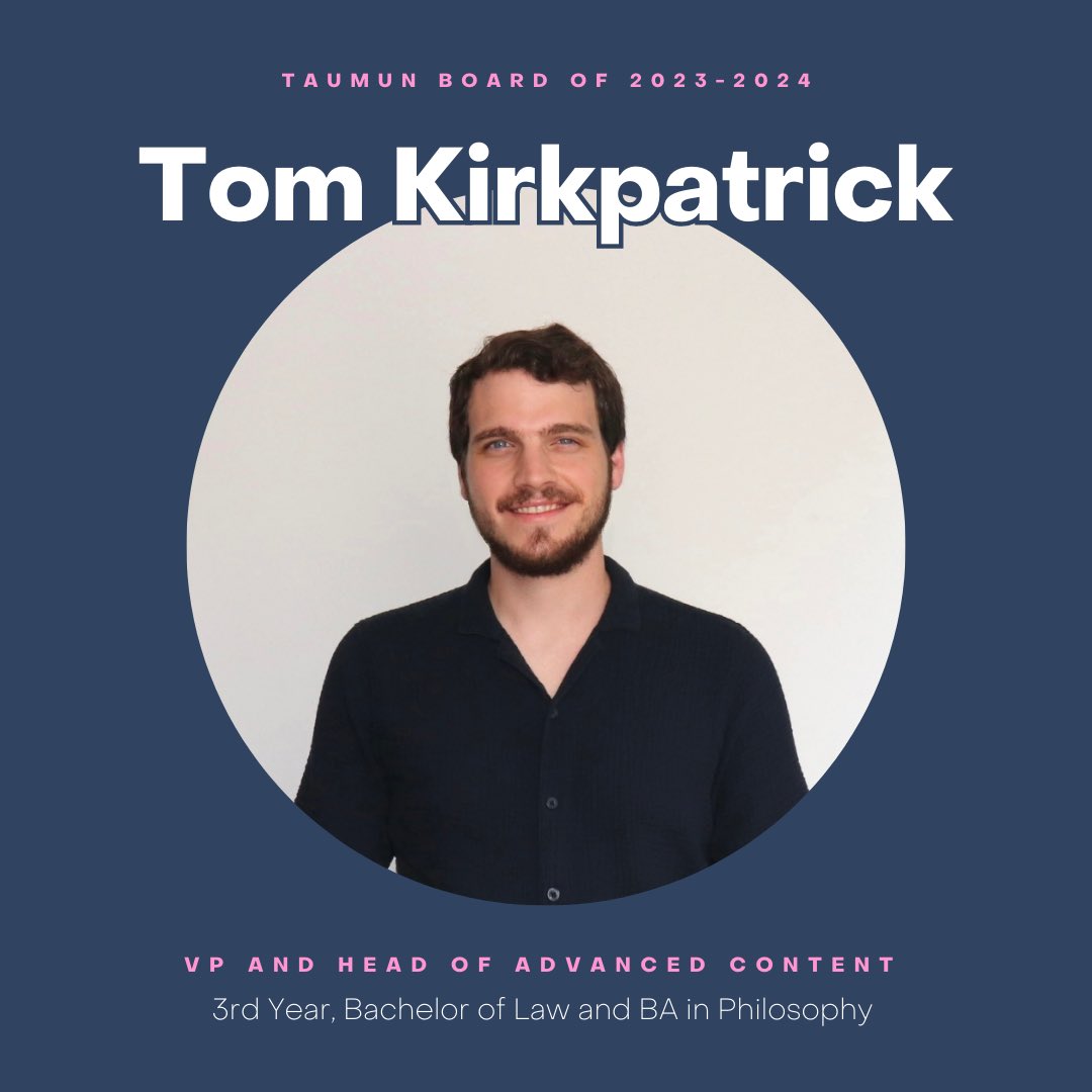 TAUMUN1's tweet photo. Meet: Tom Kirkpatrick
Aka: Vacation Dad
Pronouns: He/Him
Studying: BA in Philosophy and Bachelor of Law https://t.co/tvO66zdIcH