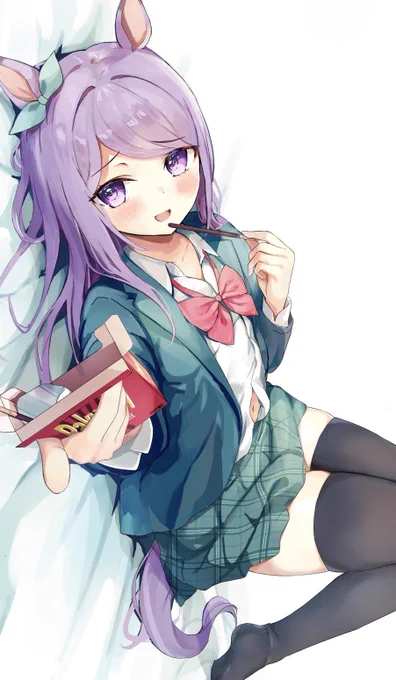 ポッキーを渡すマックイーン 「そんなにこれが欲しいんですの…?」 #ウマ娘