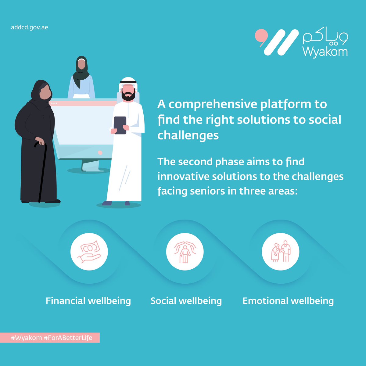 DCDAbuDhabi's tweet image. The Department of Community Development Abu Dhabi has launched the second phase of ‘Wyakom’, an innovative community engagement platform.
 
#Wyakom #ForABetterLife #ThisIsOurCommunity #DCDAbuDhabi #AbuDhabi