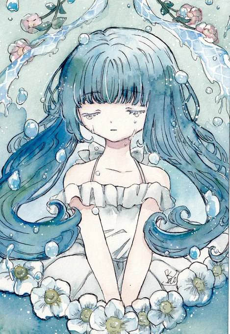 ティアドロップ2  #イラスト #透明水彩