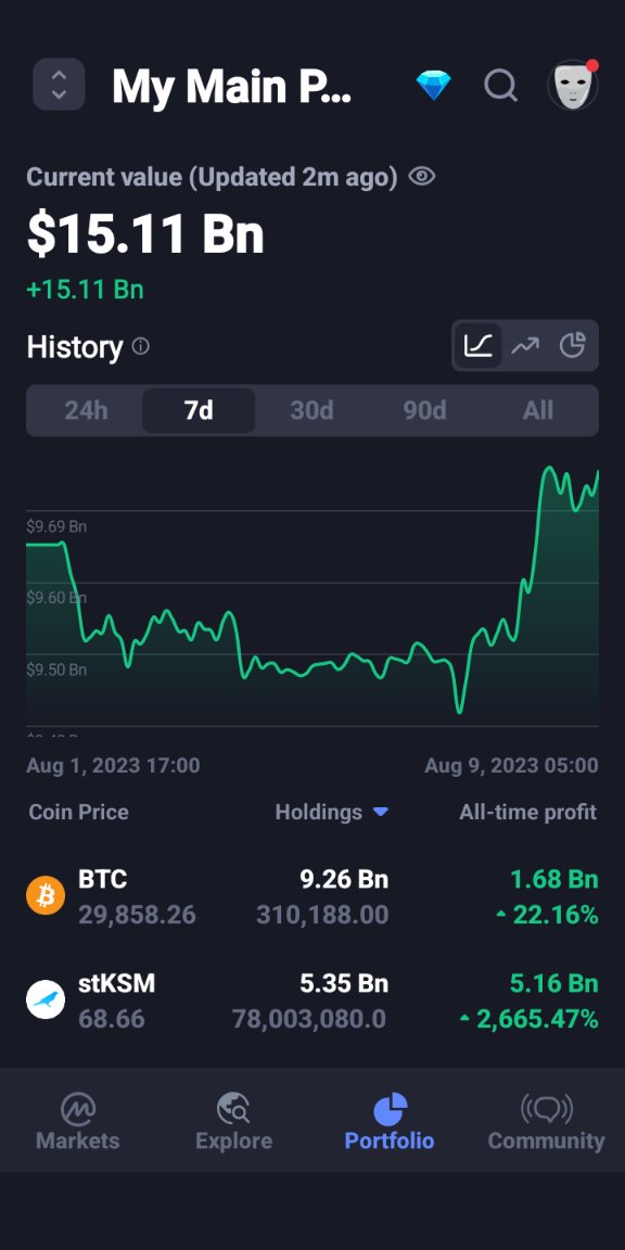 From my coin market cap portfolio. It lets you buy cryptos for free and use them on the main net. see if you bought them with real funds what would happen to your wealth.