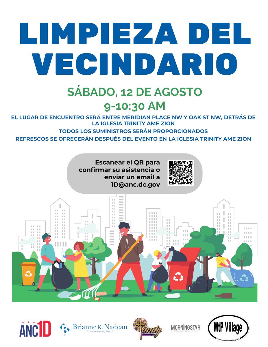 Neighborhood clean up this weekend! RSVP by emailing 1D@anc.dc.gov @DC_ANC1D @BrianneKNadeau @TrinityAMEZDC #trashfreeDC