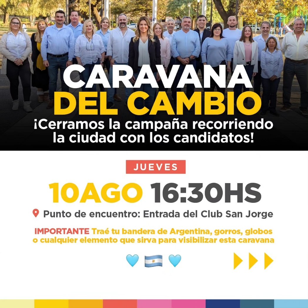 ARHurlingham's tweet photo. En #Hurlingham este Jueves 10/8 a las 16:30 hs cerramos la campaña recorriendo la ciudad con los candidatos.
#LaCaravanaDelCambio 
@PatoBullrich Presidente 
@Nestorgrindetti Gobernador 
@GiorginiAndrea Intendente
@ApRepublicana 
#LaFuerzaDelCambio 
#SonEllas https://t.co/dO5e9WDUHU