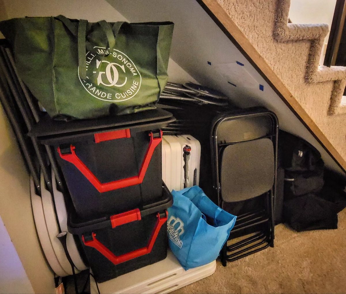 distilled_game's tweet photo. Back after an amazing #GenCon. This may be the last time I'll be able to fit the entire #PaversonGames booth under my stairs for storage. Boxes pic is all we had left to bring home after starting with 4 pallets at #GenCon23! #distilled #distilledgame #luthier #luthiergame https://t.co/KYZ8yDjN9b
