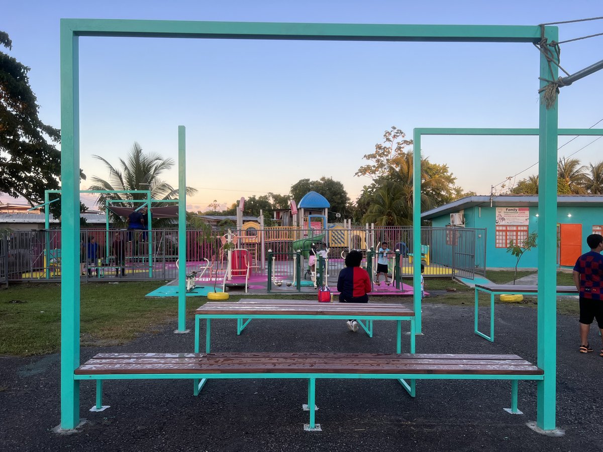It’s done!  

Tactical urbanism works are ready for the Chaguanas community.

Basketball court 🏀
Children’s playground 🎲
Longdenville Community Center’s front wall 🏦
Outdoor gym 🏋️‍♀️
Food fairground ✅

are having a new look now. 

Come, see and enjoy!

#InclusiveCities