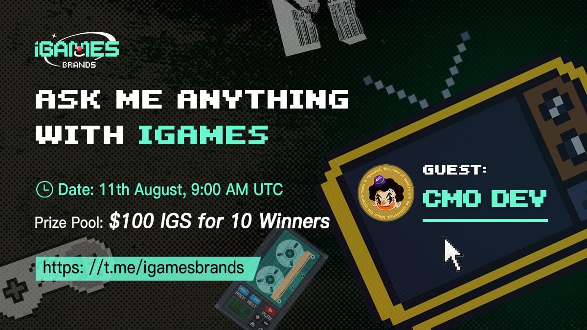 iGames - We make GameFi better (@igamesbrands) on Twitter photo 🎙Join us for the Text #AMA
⏲ 11th August at 9:00 AM UTC
🏆Prize: $100 IGS + $100 will be given during the session!
🏦Venue: t.me/igamesbrands
1️⃣Follow <a href="/igamesbrands/">iGames - We make GameFi better</a> & <a href="/IgamesWeb3/">Tank Glory</a>
2️⃣Like, RT & tag your 3 friends
3️⃣Comment Questions
#Crypto #AMA #Giveaway 🎙Join us for the Text #AMA
⏲ 11th August at 9:00 AM UTC
🏆Prize: $100 IGS + $100 will be given during the session!
🏦Venue: t.me/igamesbrands
1️⃣Follow <a href="/igamesbrands/">iGames - We make GameFi better</a> & <a href="/IgamesWeb3/">Tank Glory</a>
2️⃣Like, RT & tag your 3 friends
3️⃣Comment Questions
#Crypto #AMA #Giveaway