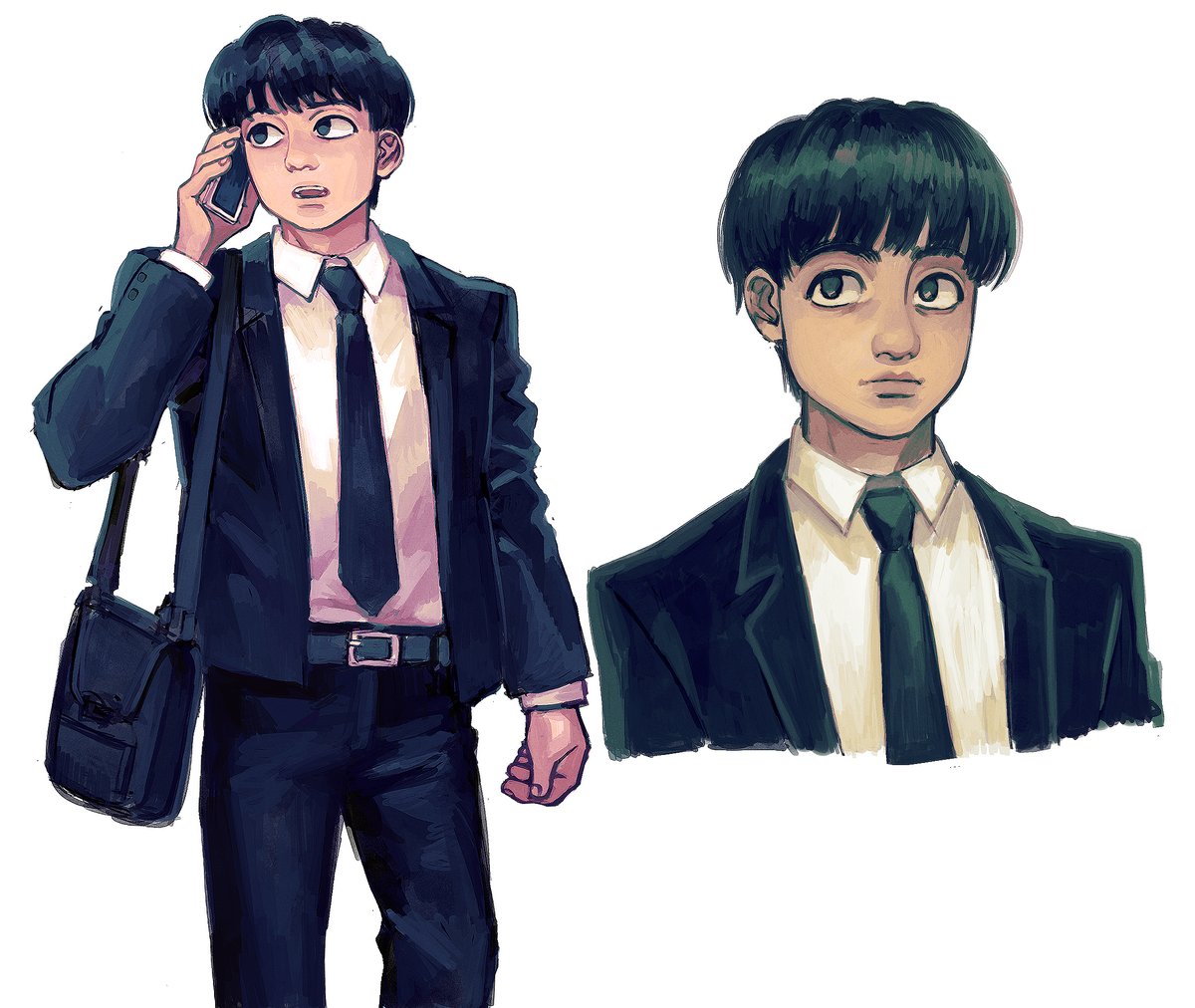 almondpiglet's tweet photo. 25 year old mob! playing around with how i imagine him in present time ✌️ #mp100 https://t.co/z6CaN0hFui