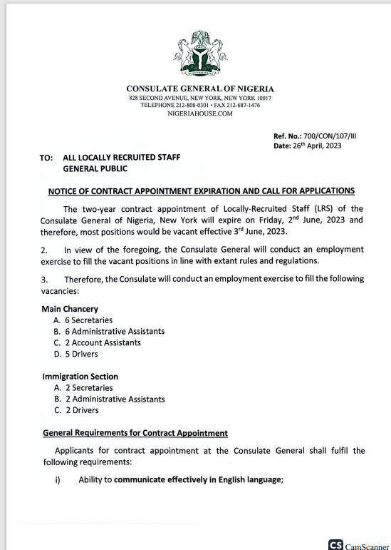 SaharaReporters's tweet photo. Nigerian Embassy Staff In New York Protest Against 60-Year Age Limit For Locally Recruited Staff | Sahara Reporters https://t.co/7f78PdrAdU https://t.co/B5fWOuJqHY