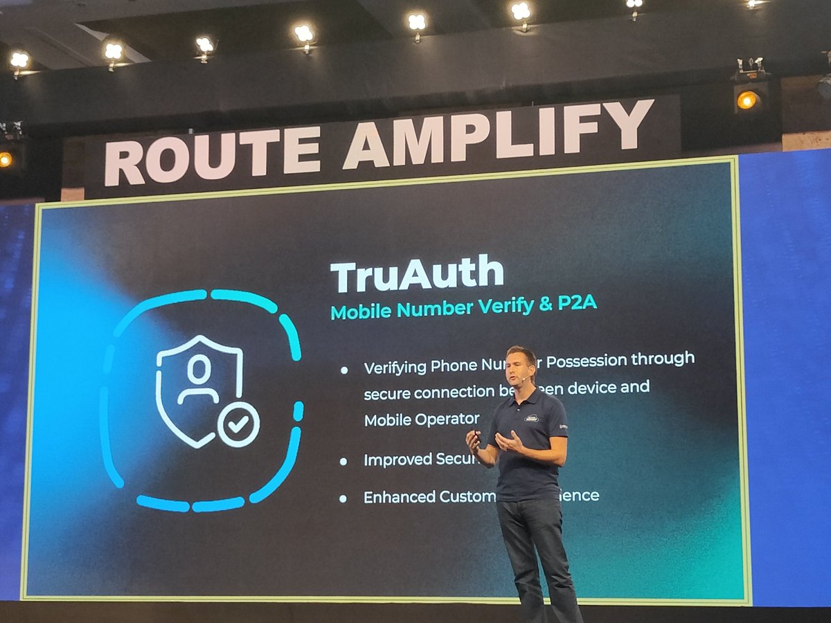 augvcor's tweet photo. @david_vigar showcasing @routemobile #TruSense family of products( #TruAuth, #TruScore, #TruFA) to verify and protect their customers especially from #SimSwap by Silent SMS authentication via telcos https://t.co/afL1QcLlfz