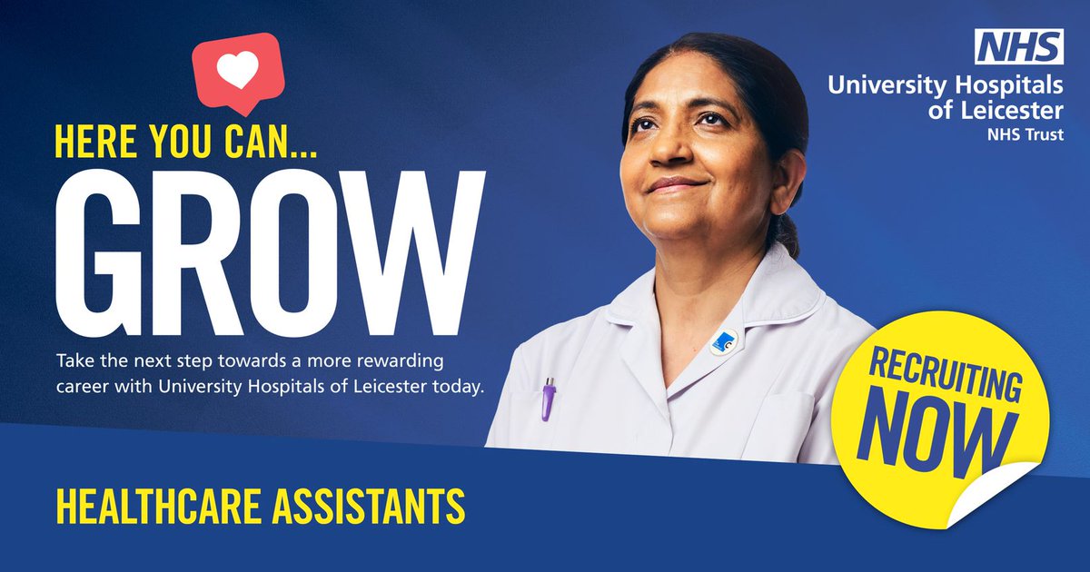 Leic_hospital's tweet photo. Looking for your next career opportunity? We’re recruiting Healthcare Assistants so why not join us at our upcoming open day.

🙋Healthcare Assistants
📅Saturday 19 August
🕘9am-2pm
📍Rec Hall Education Centre, Glenfield Hospital

Book your place ⬇️
https://t.co/pEd4wYSEkl https://t.co/vQ89xc7vd4
