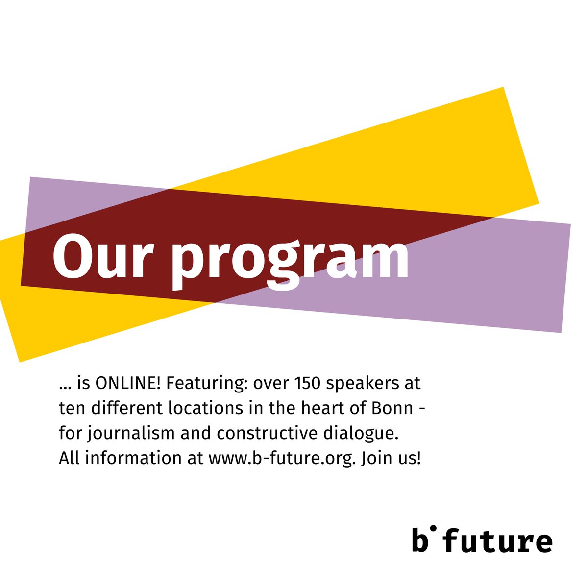 bfuturefestival's tweet photo. The first #bff23 program highlights are now LIVE! We have panels, workshops, talks, podcast recordings, and much more planned. Among the participants are @CharlieBeckett, @kuebra, @nicnewman, @isabelschayani and @Derrick_Resolve. Huge excitement! 🤩 https://t.co/XTONcjulYU https://t.co/1p92kAhRXi