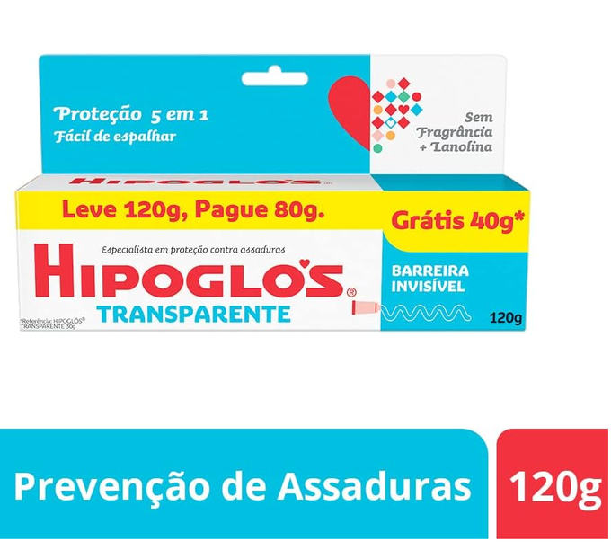 Hipoglós Transparente Creme Preventivo De Assaduras Leve 120g Pague 80g
