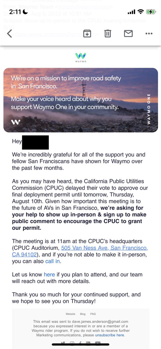 DavidZipper's tweet photo. Waymo is taking a page from Uber’s playbook, trying to turn early adopters into lobbyists. https://t.co/c1BZtCsvwQ