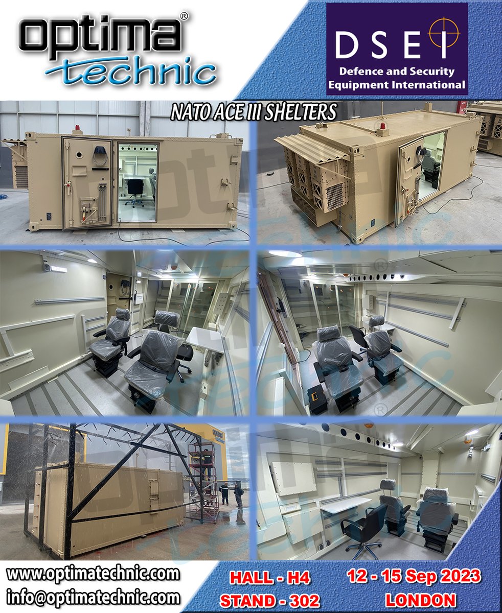 optimatechnic's tweet image. We are waiting our all valuable clients to visit us at DSEI Exhibition - London (Hall H4 - Stand 302)
Optima Technic

#mobilemilitary #mobiledefence #mobilesecurity #militaryshelter #mobilecommand #coordination #defence #dsei #exhibition #madeinturkey #natoshelters #optimatechnic