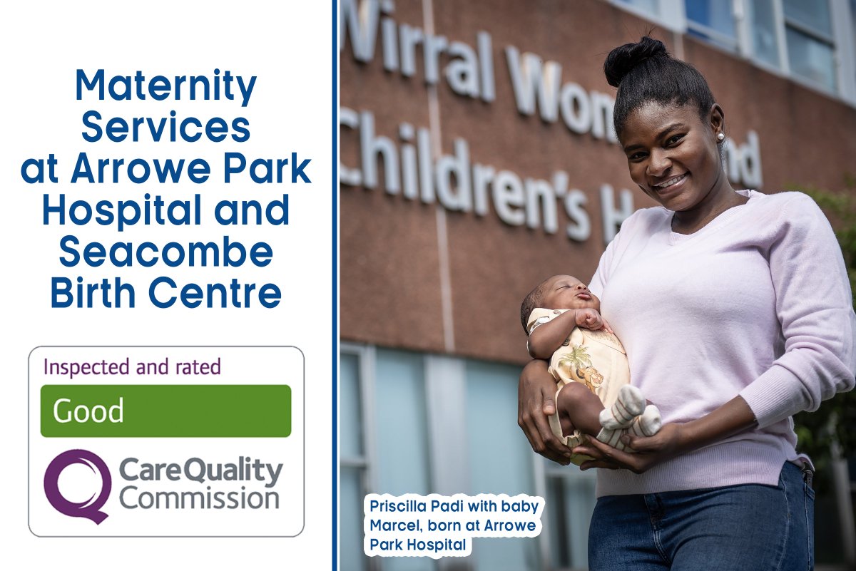 Care Quality Commission (CQC) rates Maternity Services as ‘Good’ at our Arrowe Park Hospital and our Seacombe Birth Centre in Wallasey. A huge well done to everyone in our Maternity Services. An amazing result for all the fantastic work.👏 See the full reports on the CQC website