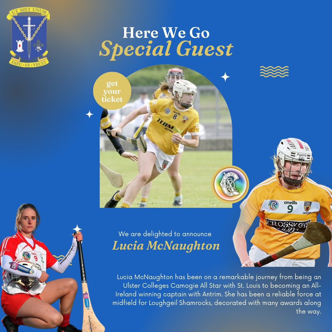 🔵🟡A Night with St. Louis🔵🟡

We present our fourth guest for the night 
⭐️ Lucia McNaughton⭐️

LIMITED TICKETS ARE SELLING FAST 
🎟️ Get your tickets now in bio☑️
⏳ Fri 20th Oct 2023 
📍<a href="/Tullyglass/">Tullyglass Hotel</a> 

<a href="/SLGBallymena/">St Louis Ballymena</a> <a href="/TheSaffronGael/">The Saffron Gael</a> <a href="/thomasniblock/">Thomas Niblock</a> <a href="/AontroimGAA/">Antrim GAA</a> <a href="/LuciaMcNaughton/">Lucia Mc Naughton</a>