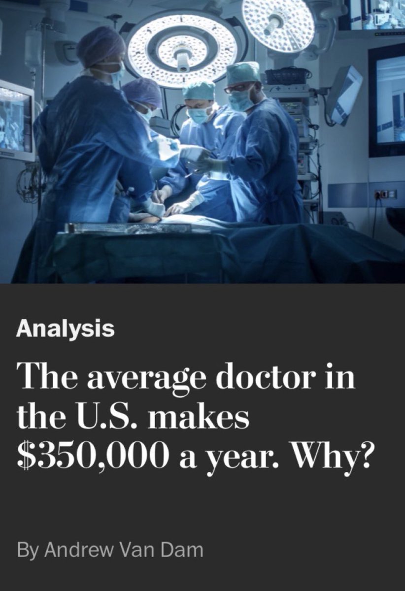 Why not though?

15+ years of GRUELING training and competing against each other

~$250k student loan debt upon graduation

Unmatched professional liabilities

And a long list of etc…

If anything, clinicians should be making more!

👇🏻 from the WaPo hit piece against doctors.