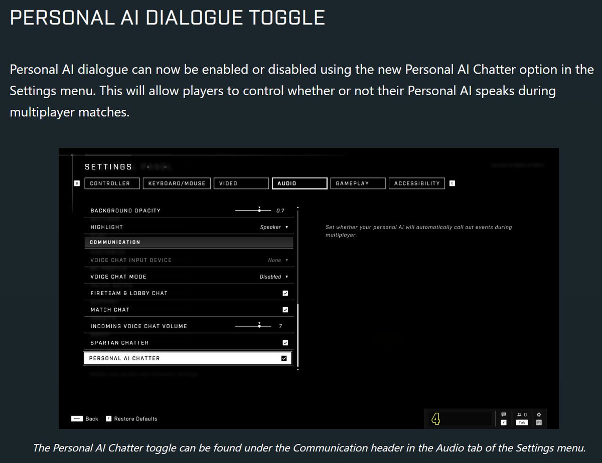 You can now disable your personal AI Dialogue in Halo Infinite, Sometimes I just want some peace &amp; quiet while playing 🔇