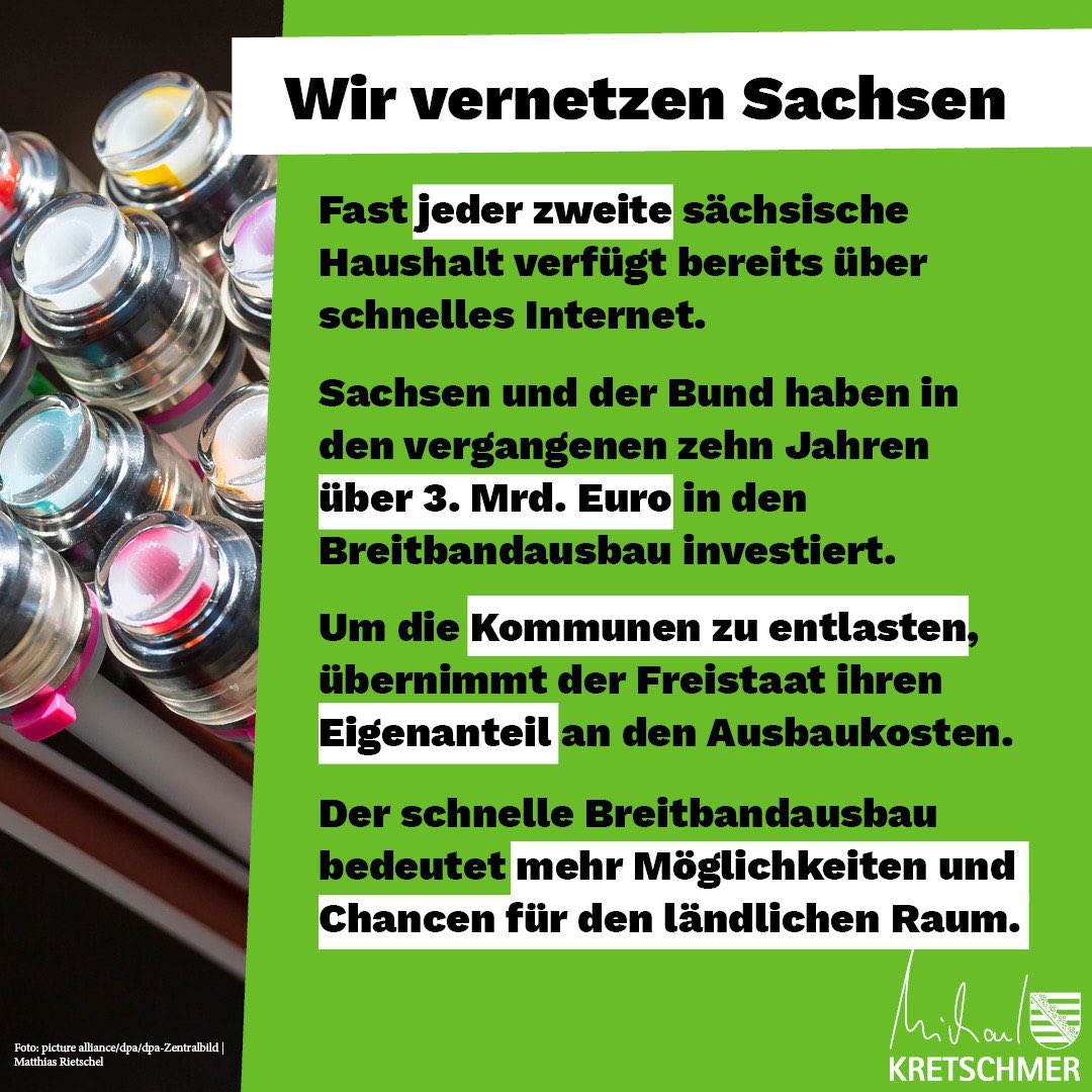 MPKretschmer's tweet photo. Wir vernetzen den ländlichen Raum. 500 km Glasfaser, fast 40 Netzverteiler, über 100 km Tiefbau - mit dem Abschluss des Breitbandausbaus ist die Verwaltungsgemeinschaft Schleife zu 100% mit schnellem Internet versorgt. (SK) #Sachsen #unterwegsFürSachsen #ländlicherRaum https://t.co/d4DeBVUU4x