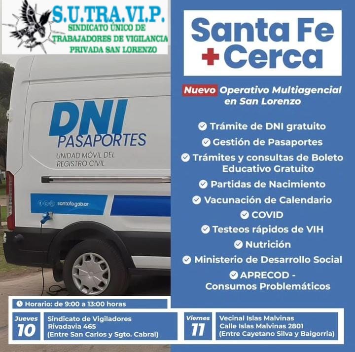 Sutravipcasa's tweet photo. Este jueves 10/08
operativo de
#SantaFeMasCerca
en nuestra sede gremial
#SUTRAVIP
#JuntosSomosMás https://t.co/MCv6pRTQI3