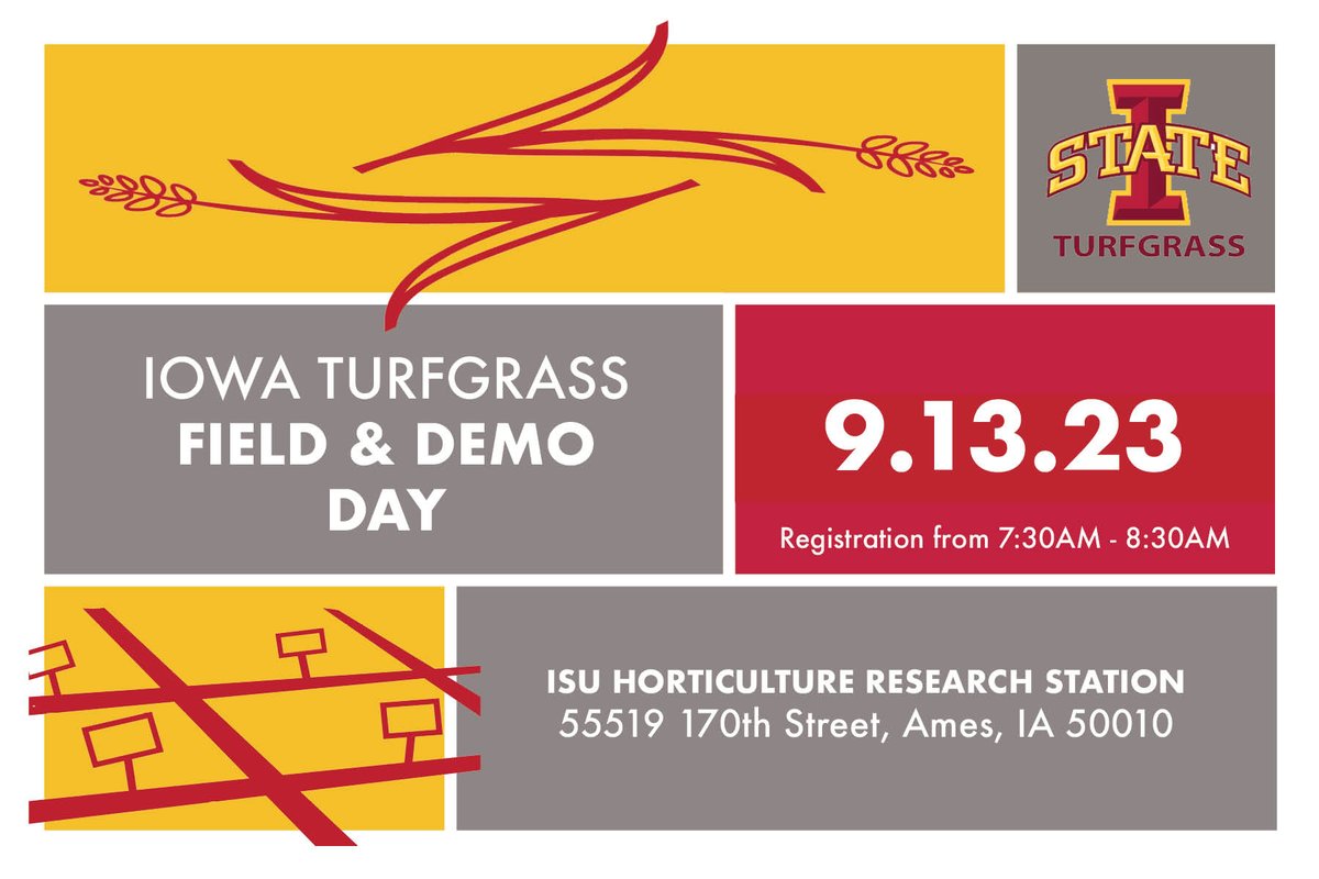Iowa Turfgrass Institute (@iaturfinstitute) on Twitter photo Join us September 13th for the Iowa Turfgrass Field & Demo Day hosted by Iowa State University! To find out more about this event, go to iowaturfgrass.org/field-demo-day. We hope to see you there!
<a href="/ISUTurfgrass/">Iowa State Turfgrass</a>
<a href="/GCSAA/">GCSAA</a>
<a href="/IowaStateU/">Iowa State University</a>
<a href="/iowa_stma/">Iowa SFMA</a>
<a href="/iowalawncare/">IPLCA</a> Join us September 13th for the Iowa Turfgrass Field & Demo Day hosted by Iowa State University! To find out more about this event, go to iowaturfgrass.org/field-demo-day. We hope to see you there!
<a href="/ISUTurfgrass/">Iowa State Turfgrass</a>
<a href="/GCSAA/">GCSAA</a>
<a href="/IowaStateU/">Iowa State University</a>
<a href="/iowa_stma/">Iowa SFMA</a>
<a href="/iowalawncare/">IPLCA</a>