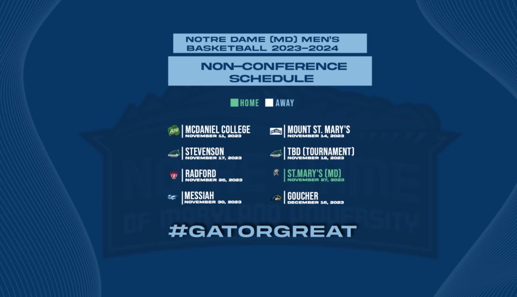 Gators Hoops (@ndmumbb) on Twitter photo Mark your Calendars!
The Season is approaching! Our Non- Conference schedule is here!
<a href="/NotreDameofMD/">Notre Dame of Maryland University</a> Students we hope you’re excited! Mark your Calendars!
The Season is approaching! Our Non- Conference schedule is here!
<a href="/NotreDameofMD/">Notre Dame of Maryland University</a> Students we hope you’re excited!