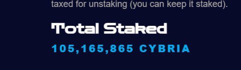10% staked Cybria now 🔥🔥🔥
