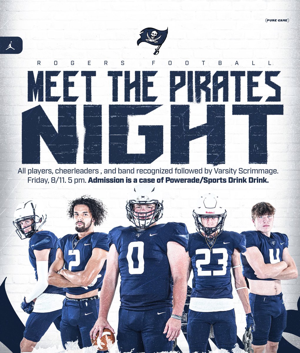 Join us for MEET the PIRATES‼️ 
📅 Friday, 8/11
⌚️5:00 pm
📍Pirate Stadium
🎟️Case of Powerade/Sports Drink
Can’t wait to see everyone!
#DYJ #RollBlue #SWAG23