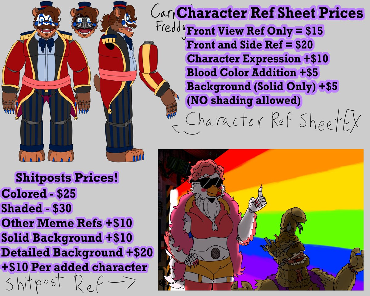 DemShitpostsBro's tweet image. I finally can announcement this- ART C0/MMS ARE OPEN! The images are the rules and prices! For now, it&apos;s only Cashapp as payment but I&apos;ll soon find other ways to pay me (thread will be made)
If interested, my Discord is latetothefandom. We can discuss about it there ^^