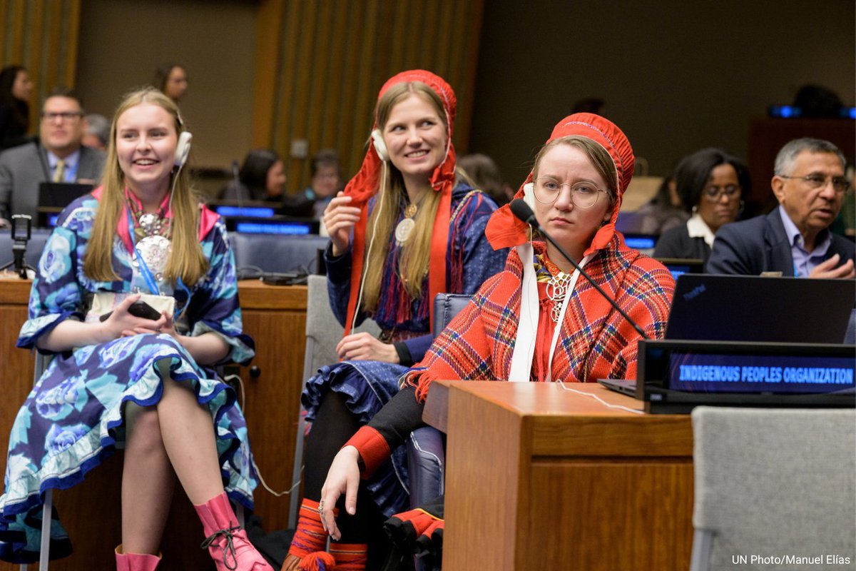 UN's tweet photo. On Wednesday's #IndigenousDay &amp; every day, stand with indigenous women &amp; girls as they strive for their rights, protection and a seat at the table where decisions that impact their lives are made. https://t.co/bEhqDhl0Aj #WeAreIndigenous https://t.co/hkjDuaFH43