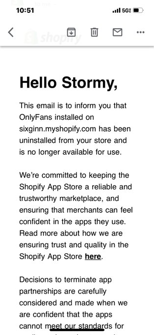 Well Shopify is no longer allowed on onlyfans. I wonder why they stopped partnering https://t.co/pxc