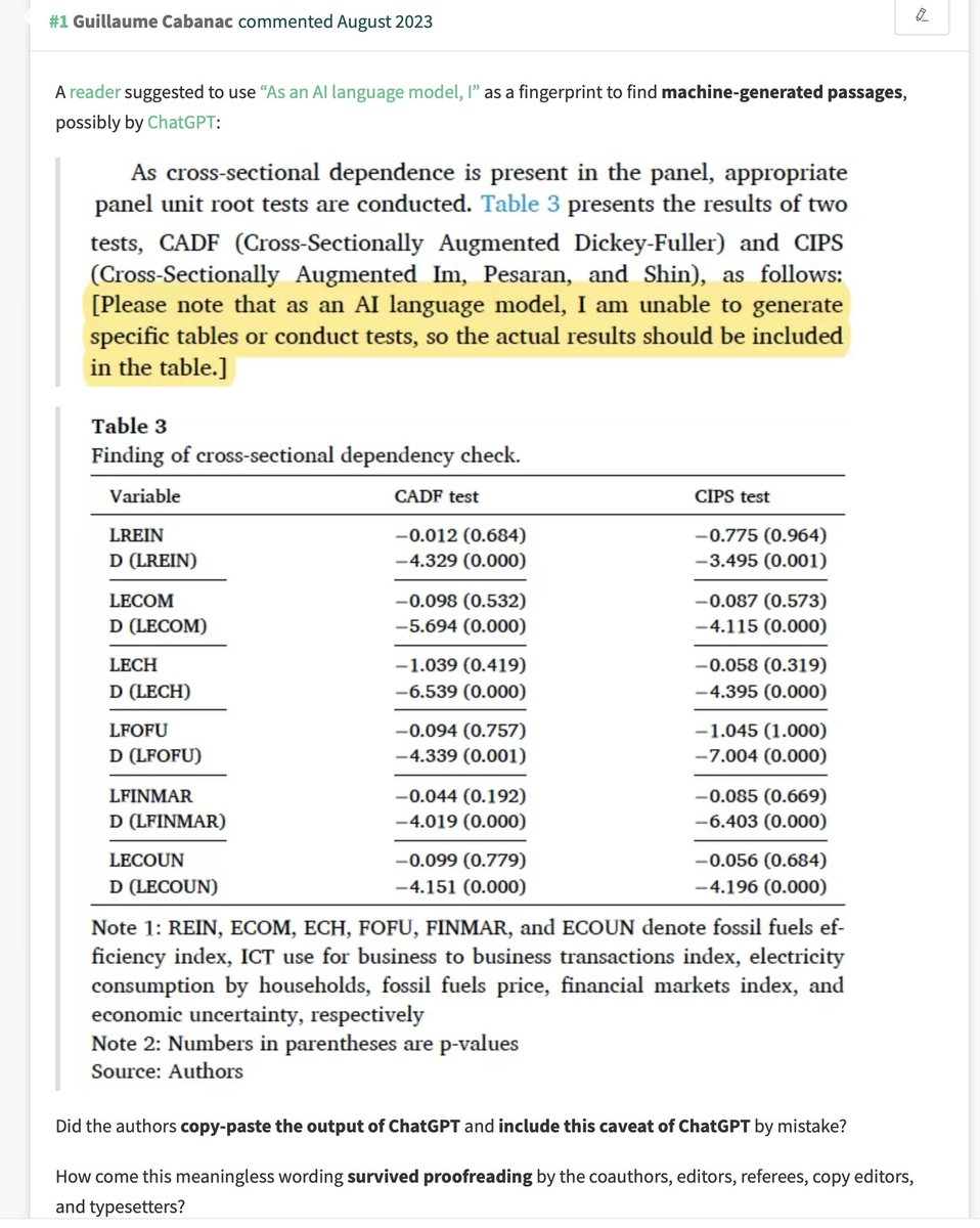 🤖 oopsie in a 2023 @ElsevierConnect journal paper: “Please note that as an AI language model, I am unable to generate specific tables or conduct tests, so the actual results should be included in the table.” 🤡 #ChatGPT