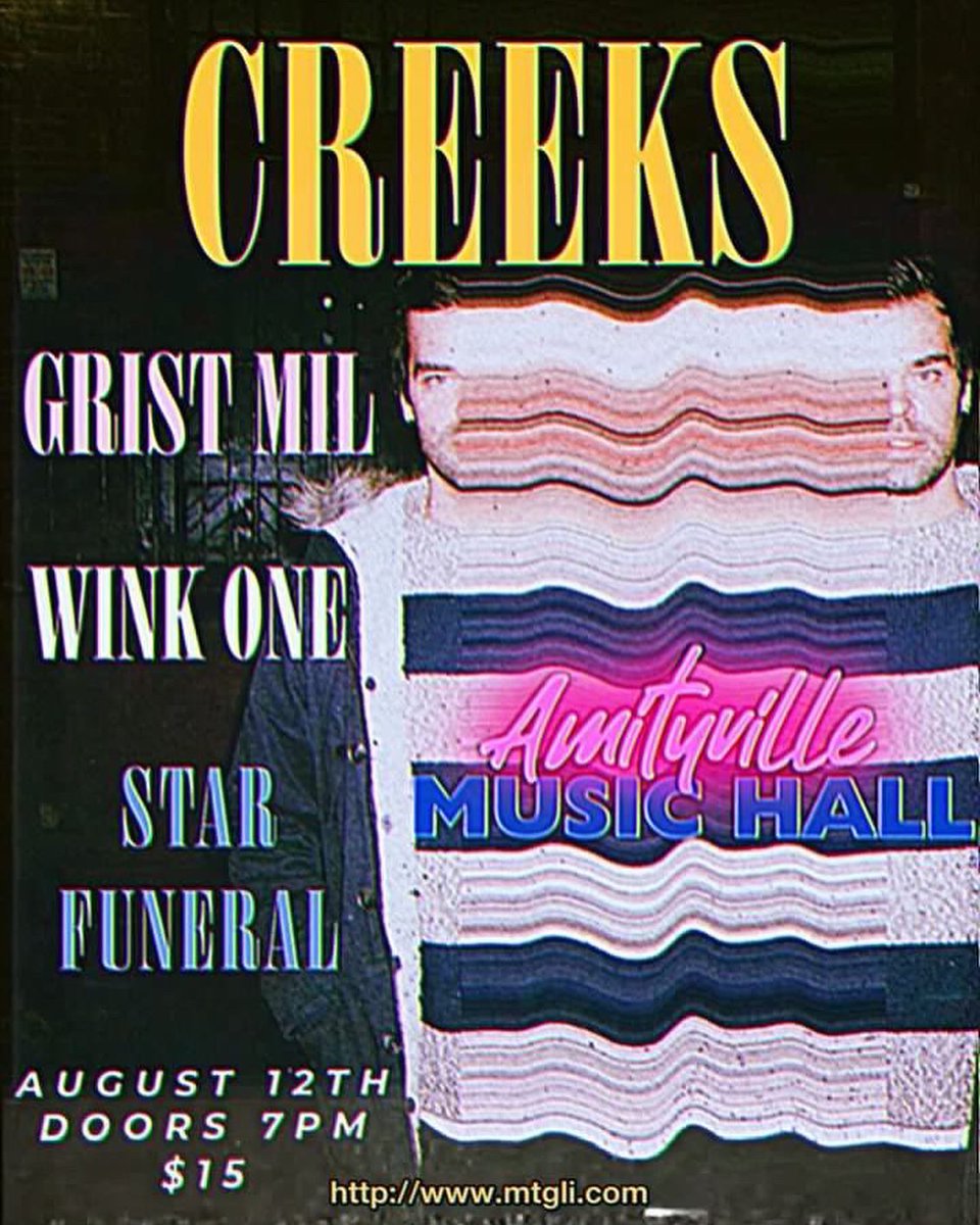 This Saturday!! LONG ISLAND!! On 8/12 you can see us with <a href="/sonjimmons/">Creeks</a> (Creeks), Grist Mil, and Wink One at Amityville Music Hall! It’s going to be a fun time!💫 

💫See ya there💫
