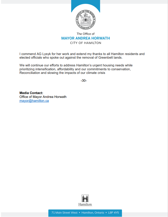 AndreaHorwath's tweet photo. It is an ineffective and misguided measure that will not contribute to meeting Hamilton’s housing needs. To this end, I am calling on the Province to abandon its approach. My statement here: https://t.co/LARGFJd28e